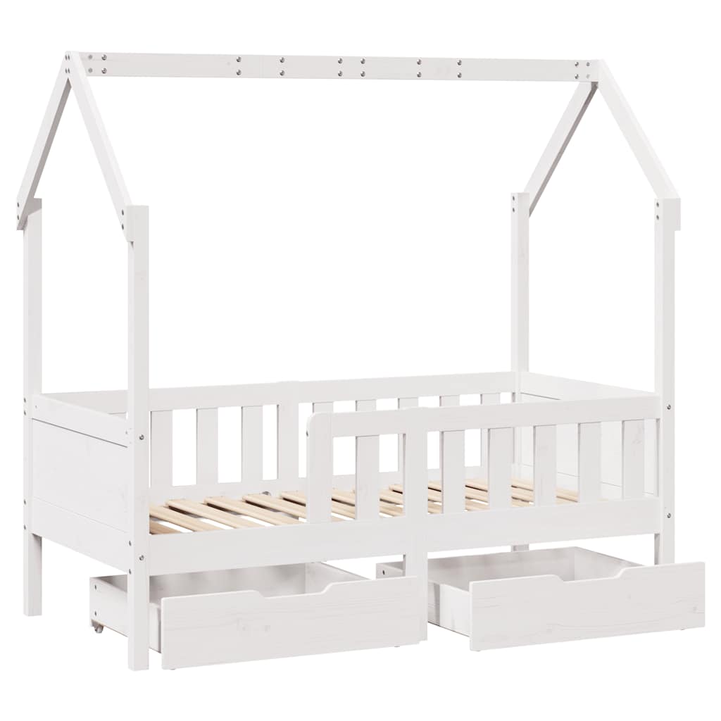 Cadre de lit enfant avec tiroirs sans matelas 70x140 cm bois - XIOS