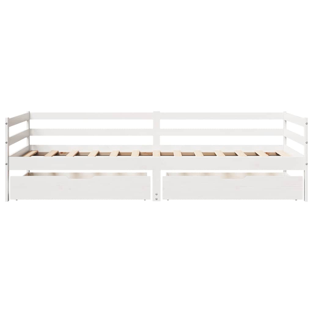 Lit de jour et tiroirs sans matelas blanc 90x200 cm bois massif - XIOS