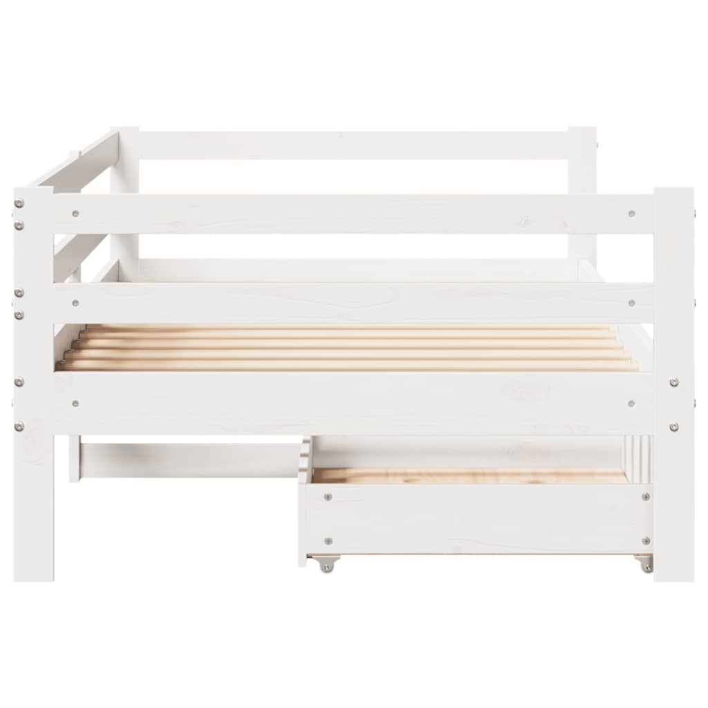 Lit de jour et tiroirs sans matelas blanc 90x200 cm bois massif - XIOS