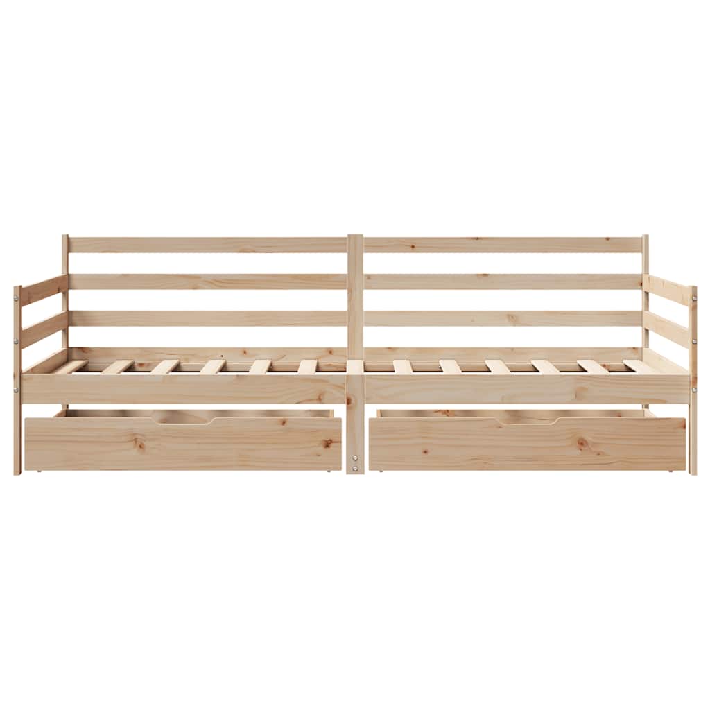 Lit de jour avec tiroirs sans matelas 90x190 cm bois massif - XIOS