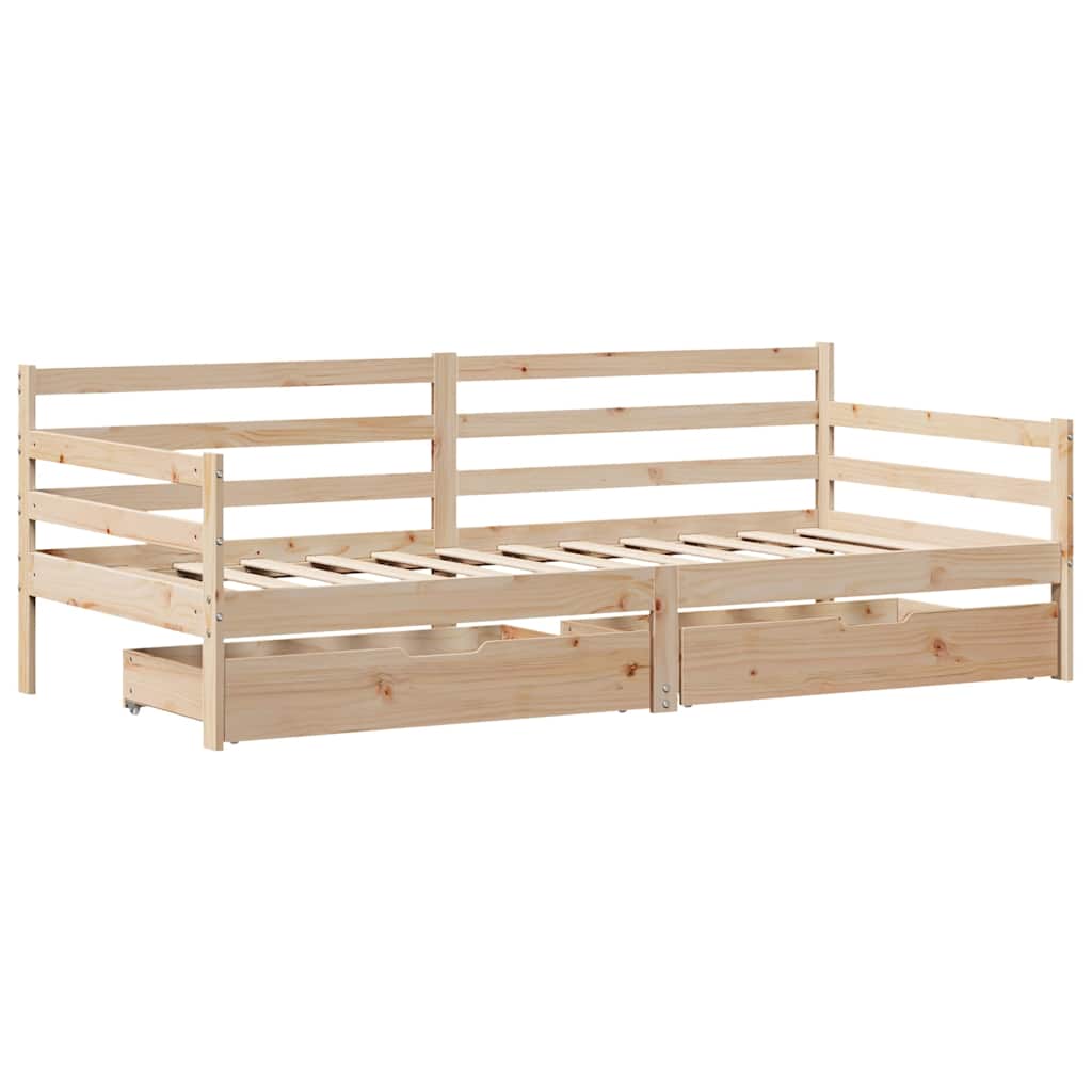 Lit de jour et tiroirs sans matelas blanc 80x200 cm bois massif - XIOS