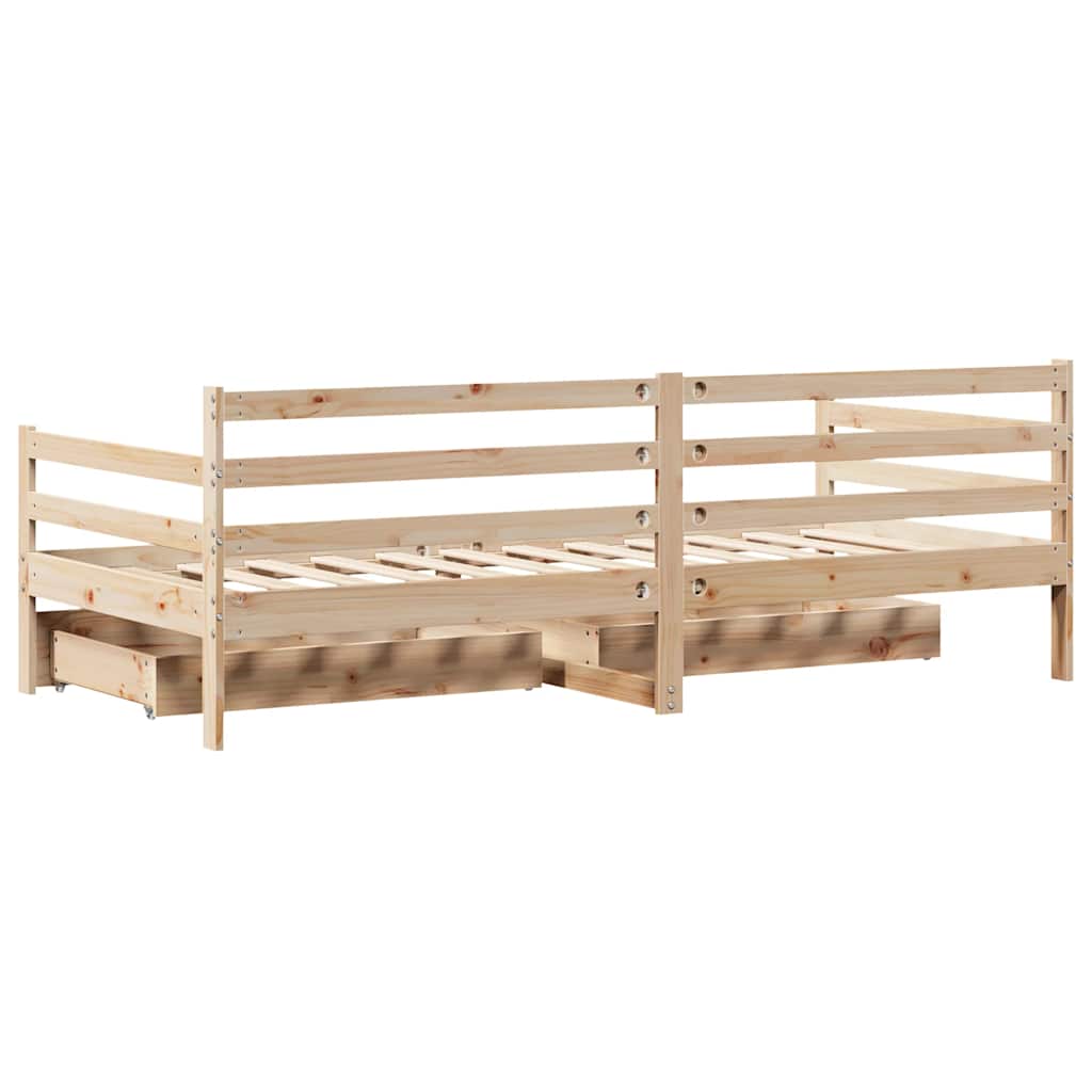 Lit de jour et tiroirs sans matelas blanc 80x200 cm bois massif - XIOS