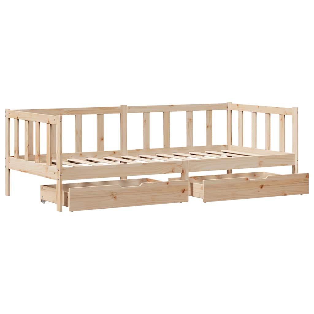 Lit de jour avec tiroirs sans matelas 90x200 cm bois massif - XIOS