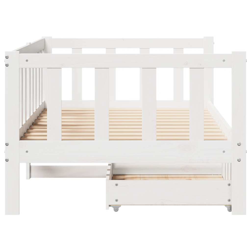 Lit de jour et tiroirs sans matelas blanc 90x200 cm bois massif - XIOS