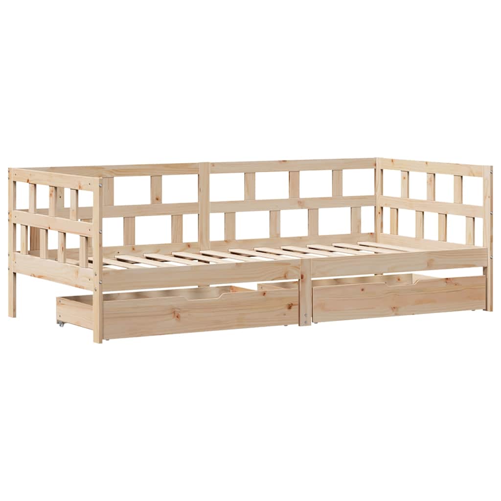 Lit de jour avec tiroirs sans matelas 80x200 cm bois massif - XIOS