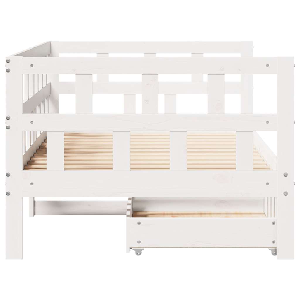 Lit de jour et tiroirs sans matelas blanc 90x190 cm bois massif - XIOS