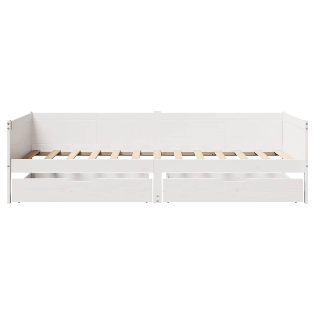 Lit de jour et tiroirs sans matelas blanc 90x190 cm bois massif - XIOS