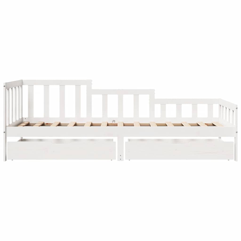 Lit de jour et tiroirs sans matelas blanc 80x200 cm bois massif - XIOS