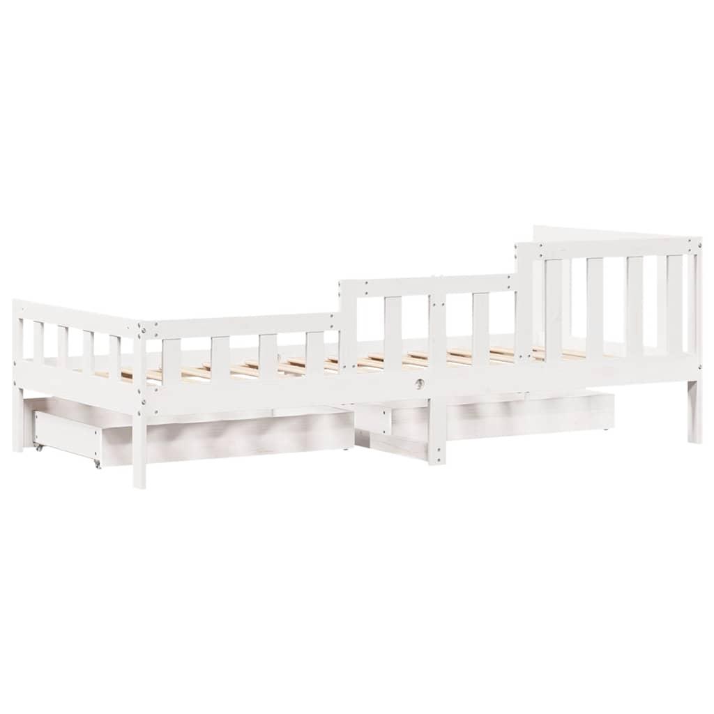 Lit de jour et tiroirs sans matelas blanc 80x200 cm bois massif - XIOS