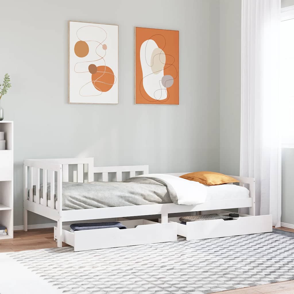 Lit de jour avec tiroirs sans matelas 90x190 cm bois massif - XIOS