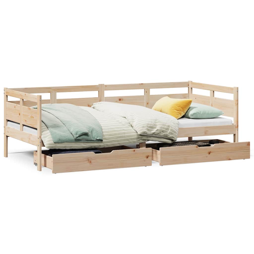 Lit de jour avec tiroirs sans matelas 80x200 cm bois massif - XIOS