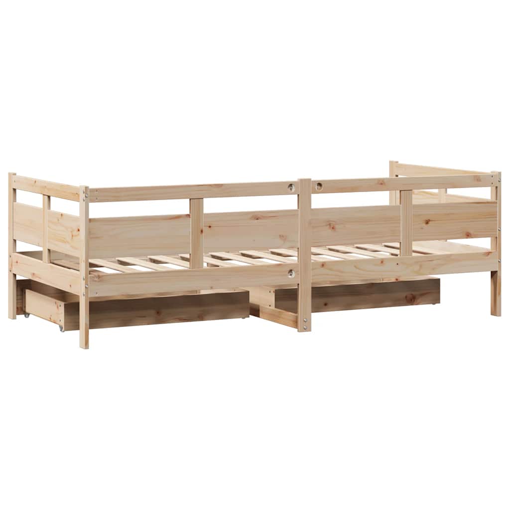 Lit de jour avec tiroirs sans matelas 90x190 cm bois massif - XIOS