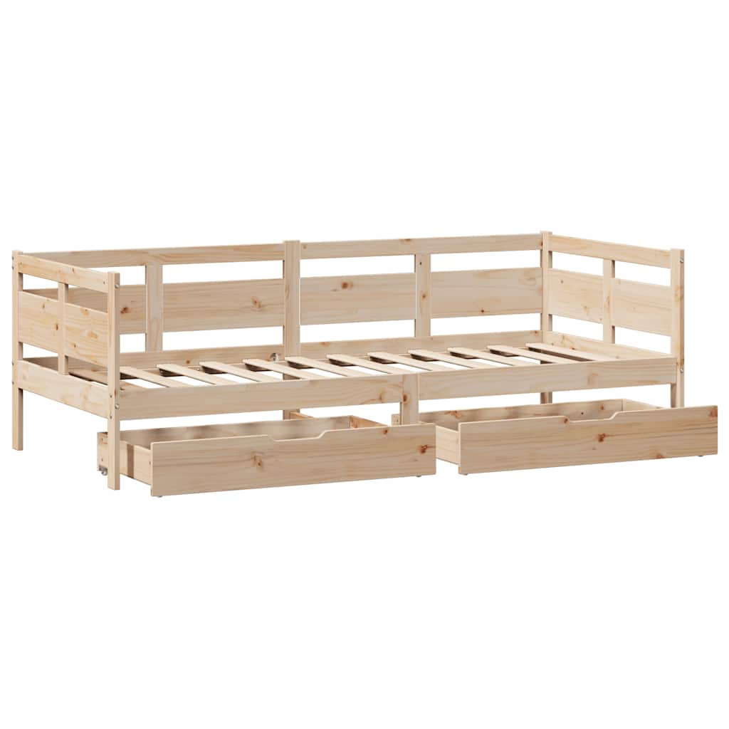 Lit de jour avec tiroirs sans matelas 90x190 cm bois massif - XIOS