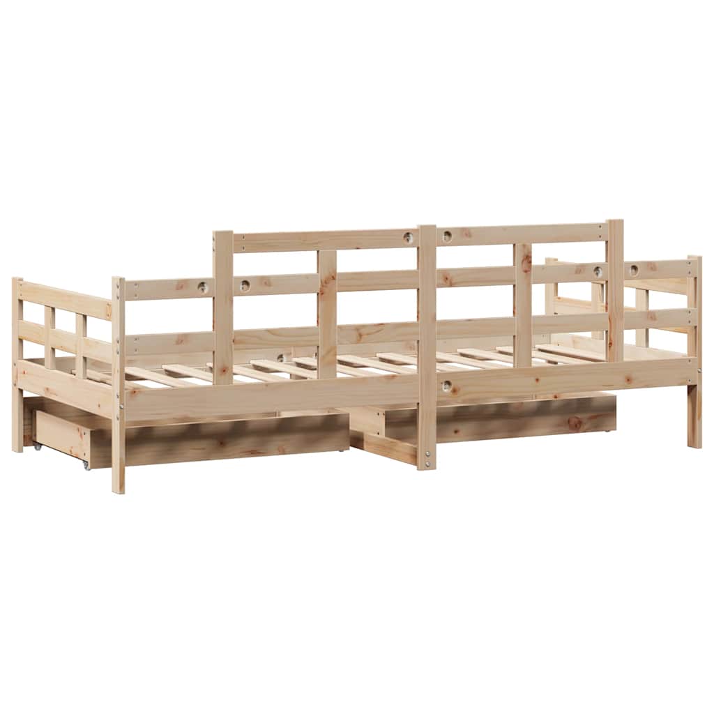 Lit de jour avec tiroirs sans matelas 80x200 cm bois massif - XIOS