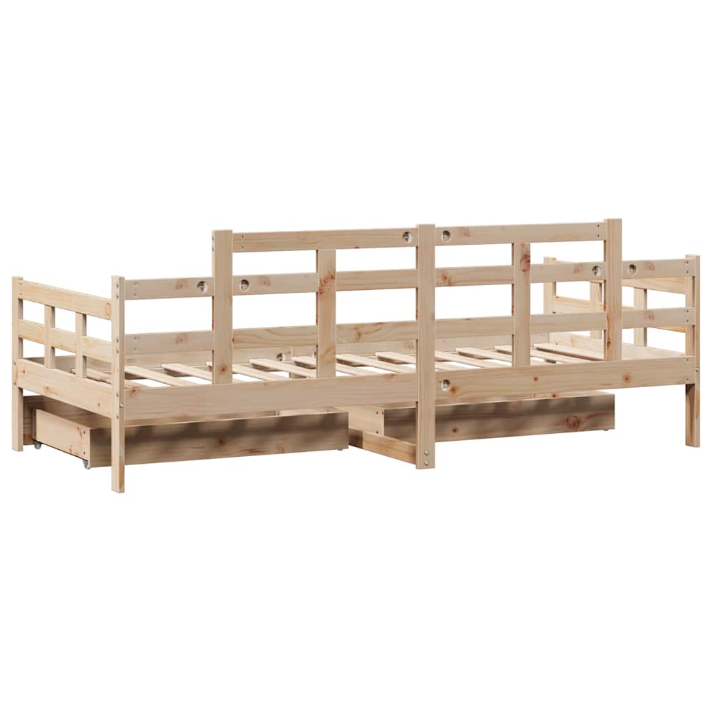 Lit de jour avec tiroirs sans matelas 90x190 cm bois massif - XIOS