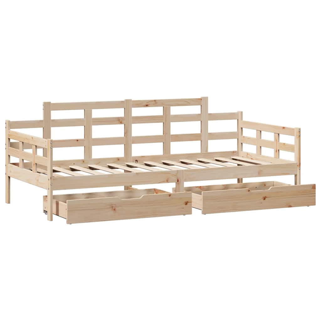 Lit de jour avec tiroirs sans matelas 90x190 cm bois massif - XIOS