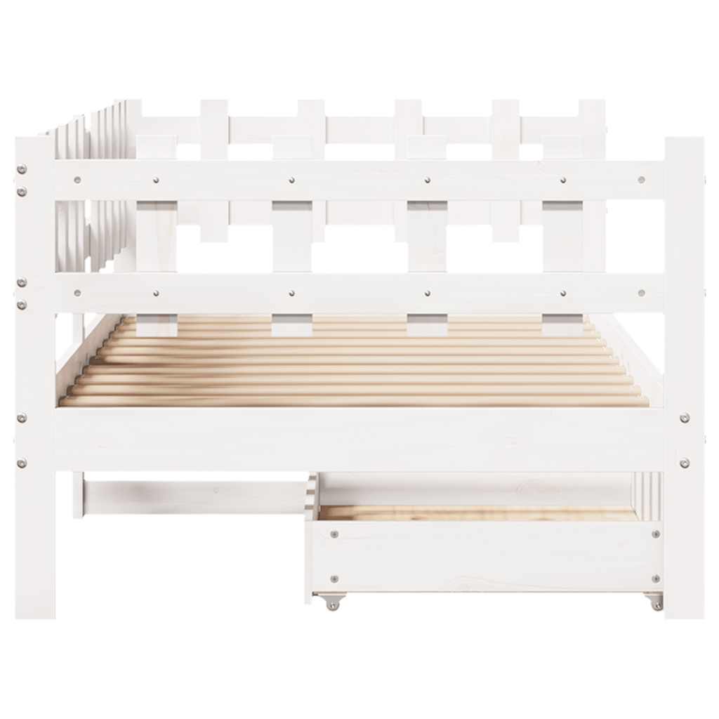 Lit de jour et tiroirs sans matelas blanc 80x200 cm bois massif - XIOS