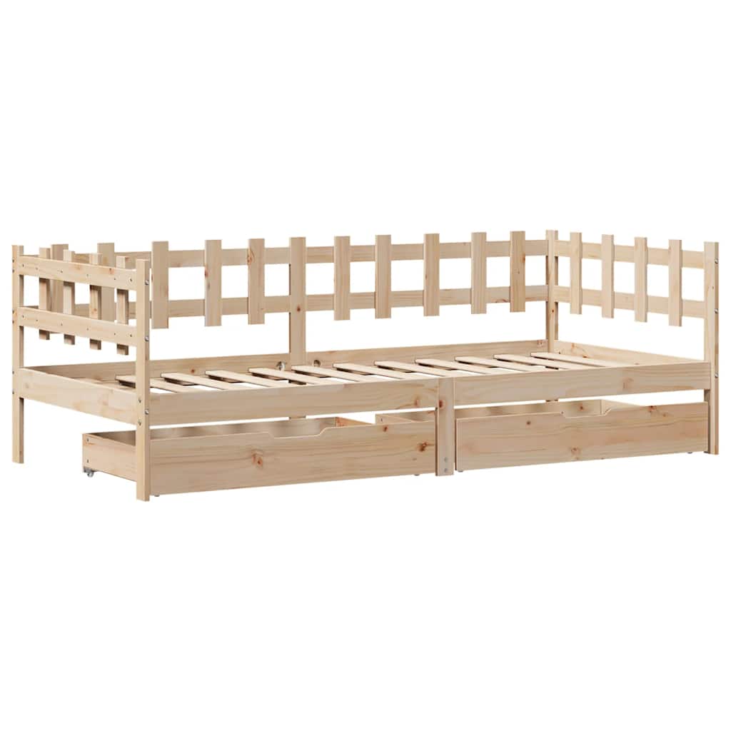 Lit de jour avec tiroirs sans matelas 90x200 cm bois massif - XIOS