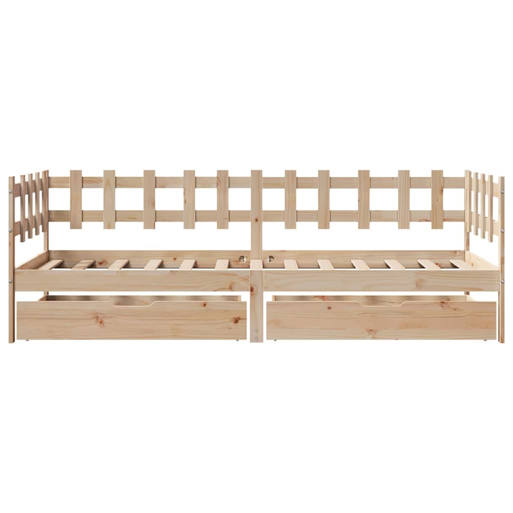 Lit de jour avec tiroirs sans matelas 90x190 cm bois massif - XIOS