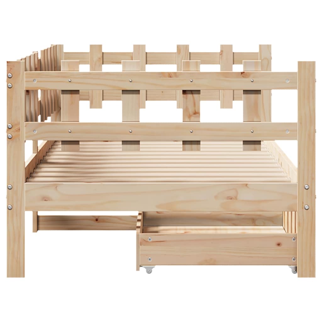 Lit de jour avec tiroirs sans matelas 90x190 cm bois massif - XIOS