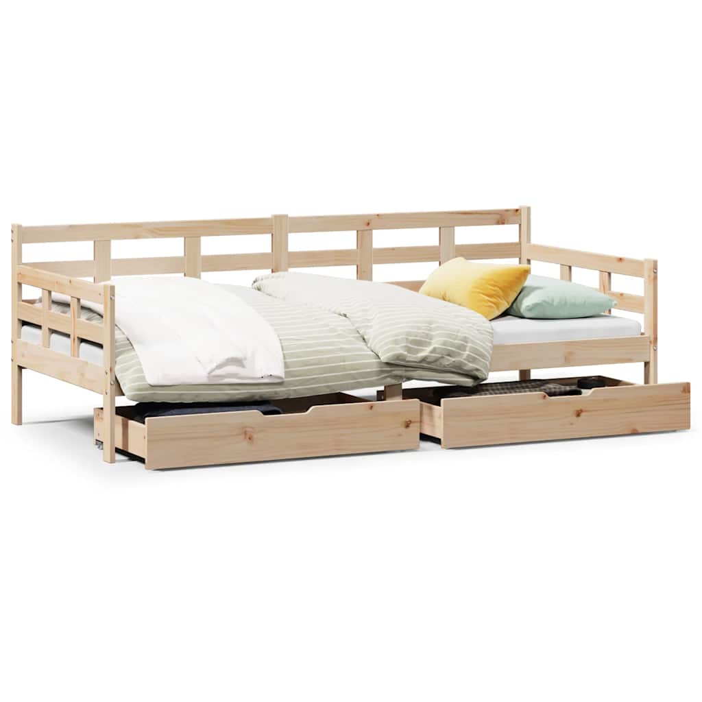 Lit de jour avec tiroirs sans matelas 90x190 cm bois massif - XIOS