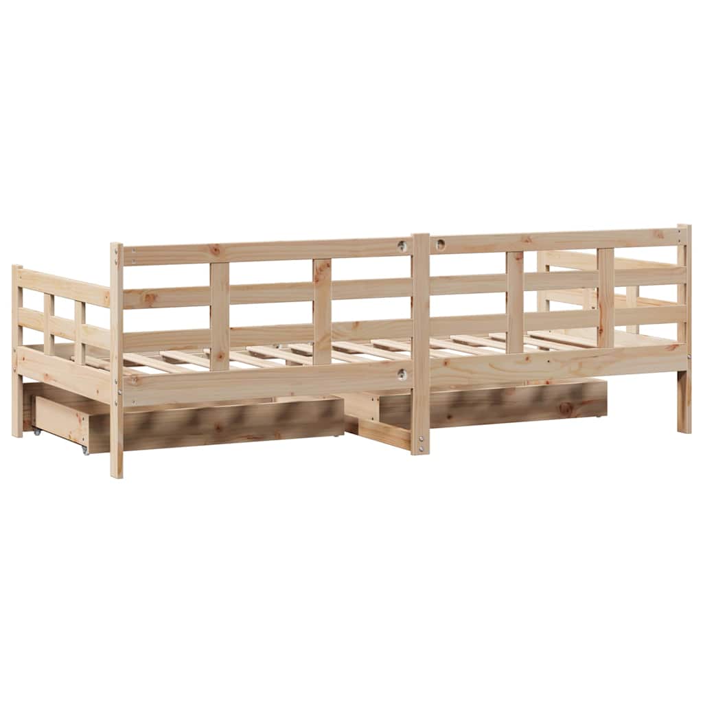 Lit de jour avec tiroirs sans matelas 90x190 cm bois massif - XIOS