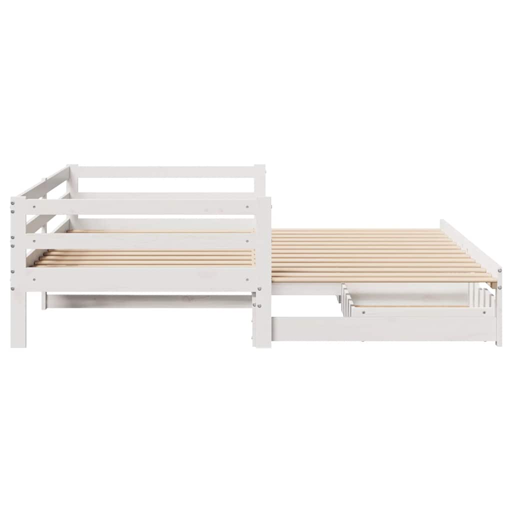 Lit de jour et tiroirs sans matelas blanc 90x200 cm bois massif - XIOS