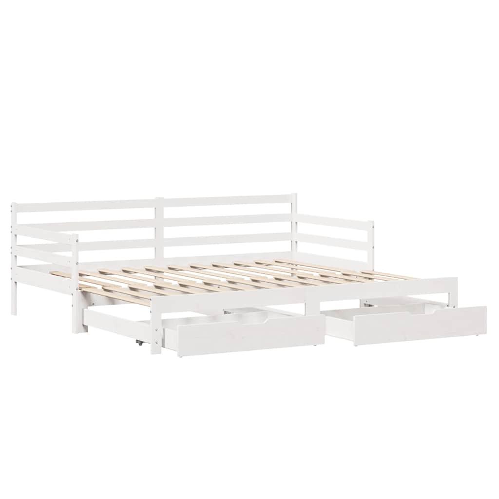 Lit de jour avec gigogne et tiroirs sans matelas blanc 90x200cm - XIOS