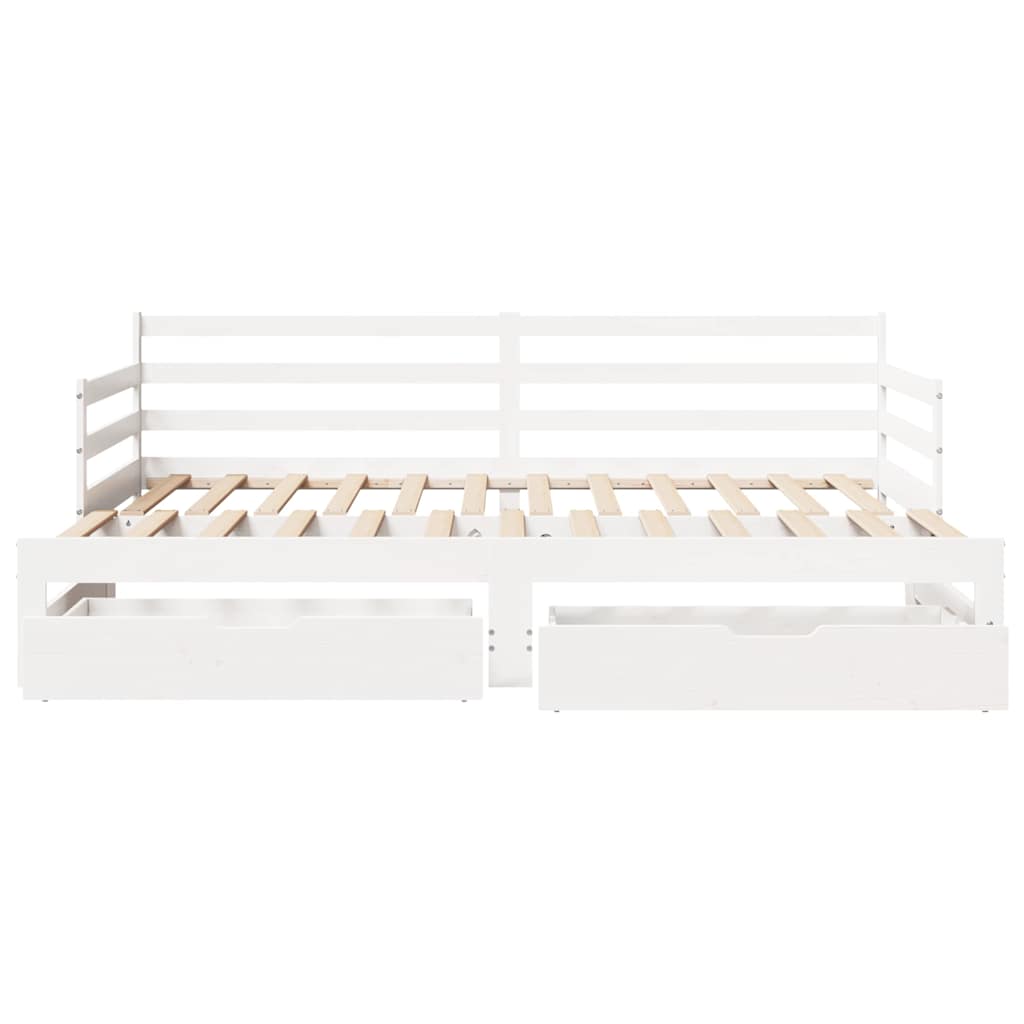 Lit de jour avec gigogne et tiroirs sans matelas blanc 90x200cm - XIOS