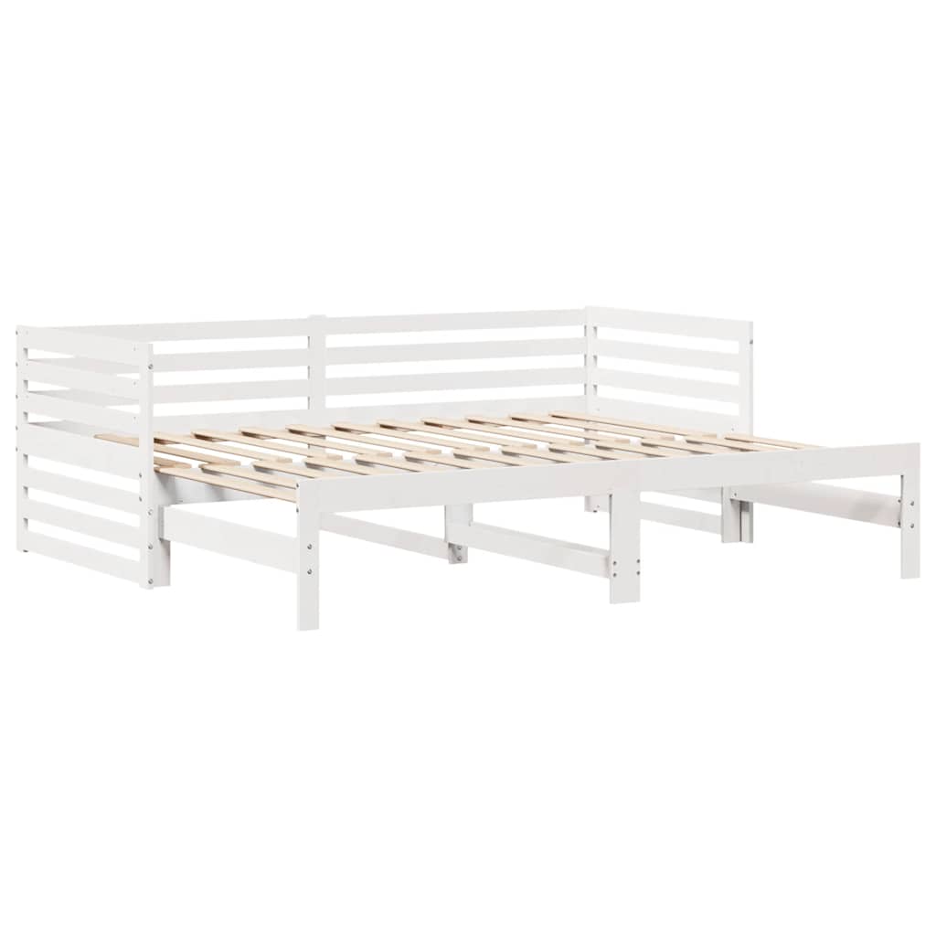 Lit de jour et tiroirs sans matelas blanc 90x200 cm bois massif - XIOS