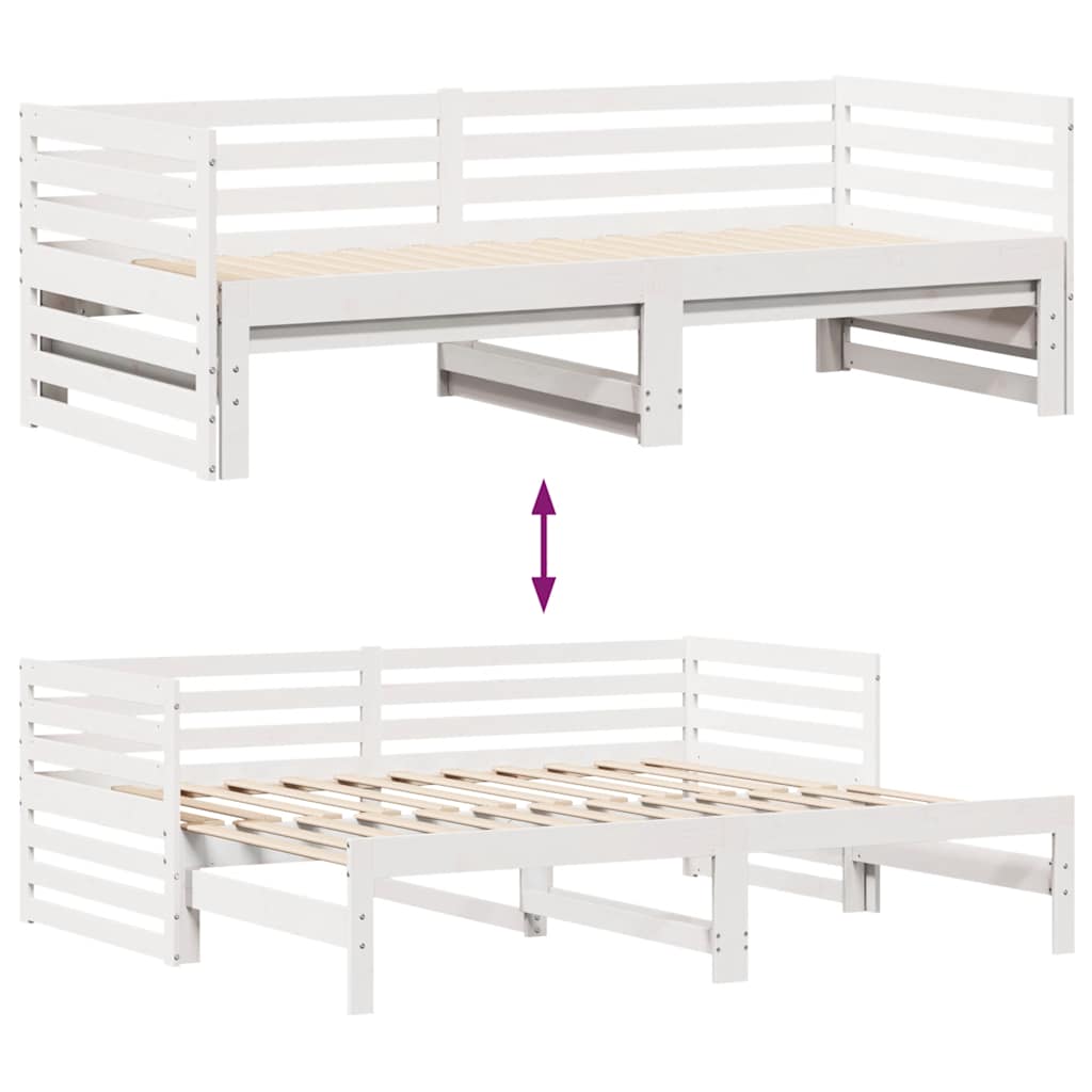 Lit de jour et tiroirs sans matelas blanc 90x200 cm bois massif - XIOS