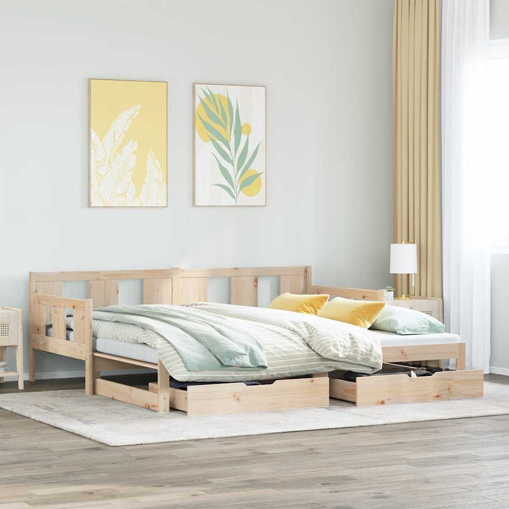 Lit de jour avec gigogne et tiroirs sans matelas 90x190 cm - XIOS