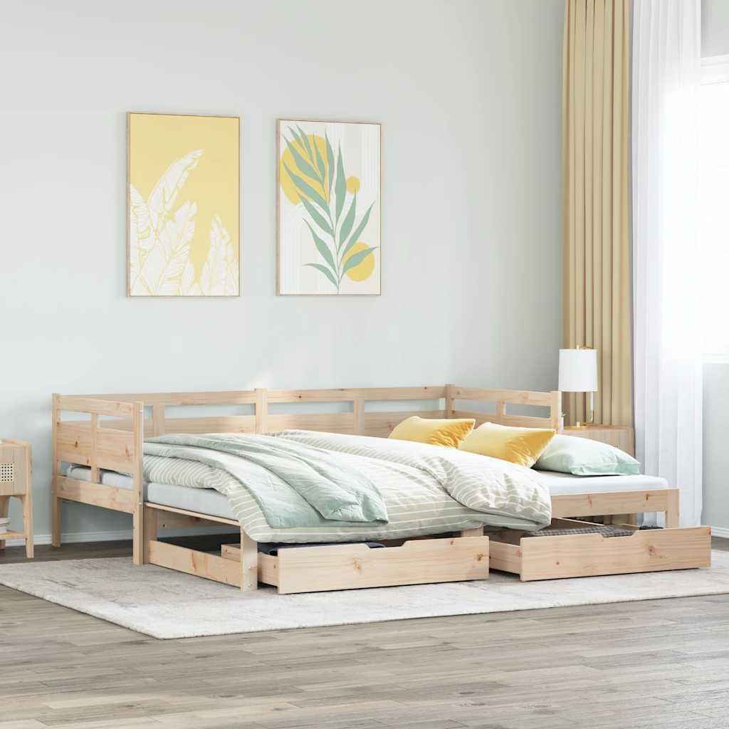 Lit de jour avec gigogne et tiroirs sans matelas 90x190 cm - XIOS
