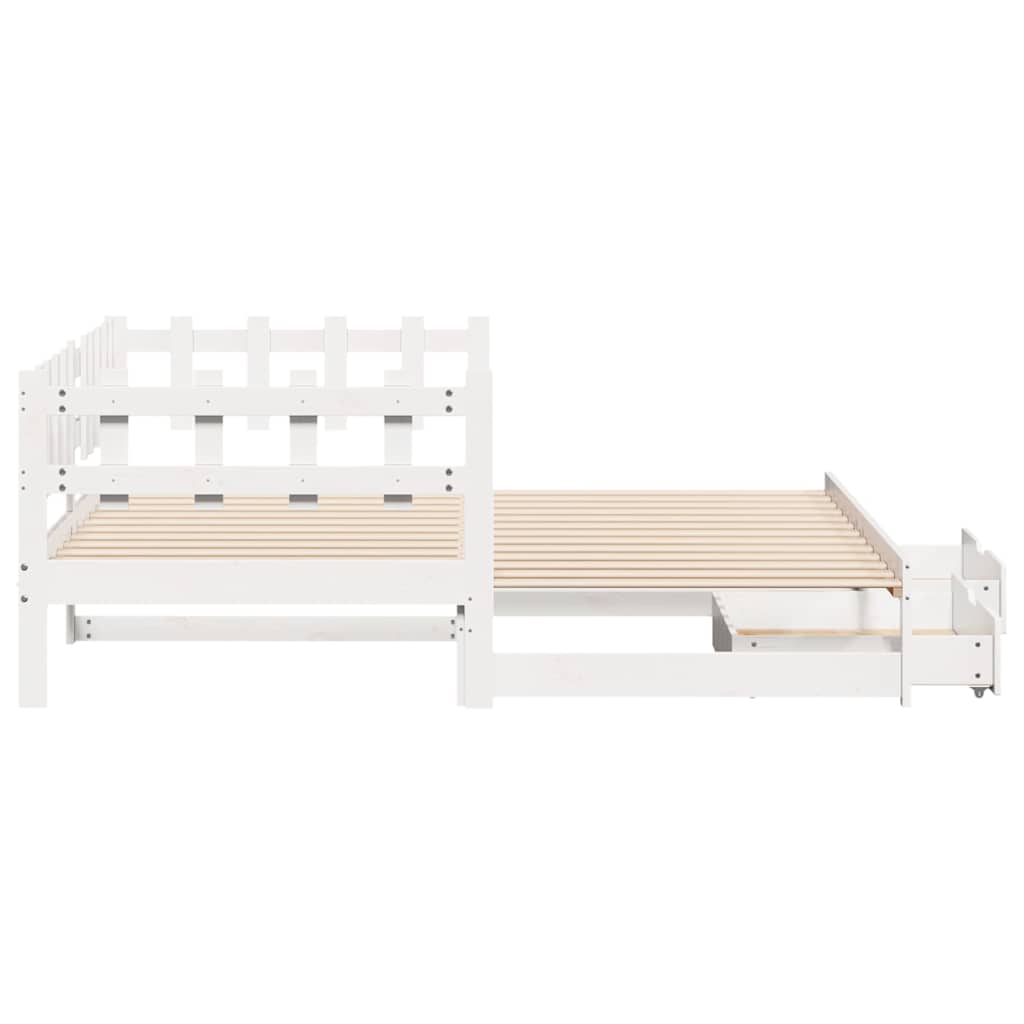 Lit de jour avec gigogne et tiroirs sans matelas blanc 90x200cm - XIOS