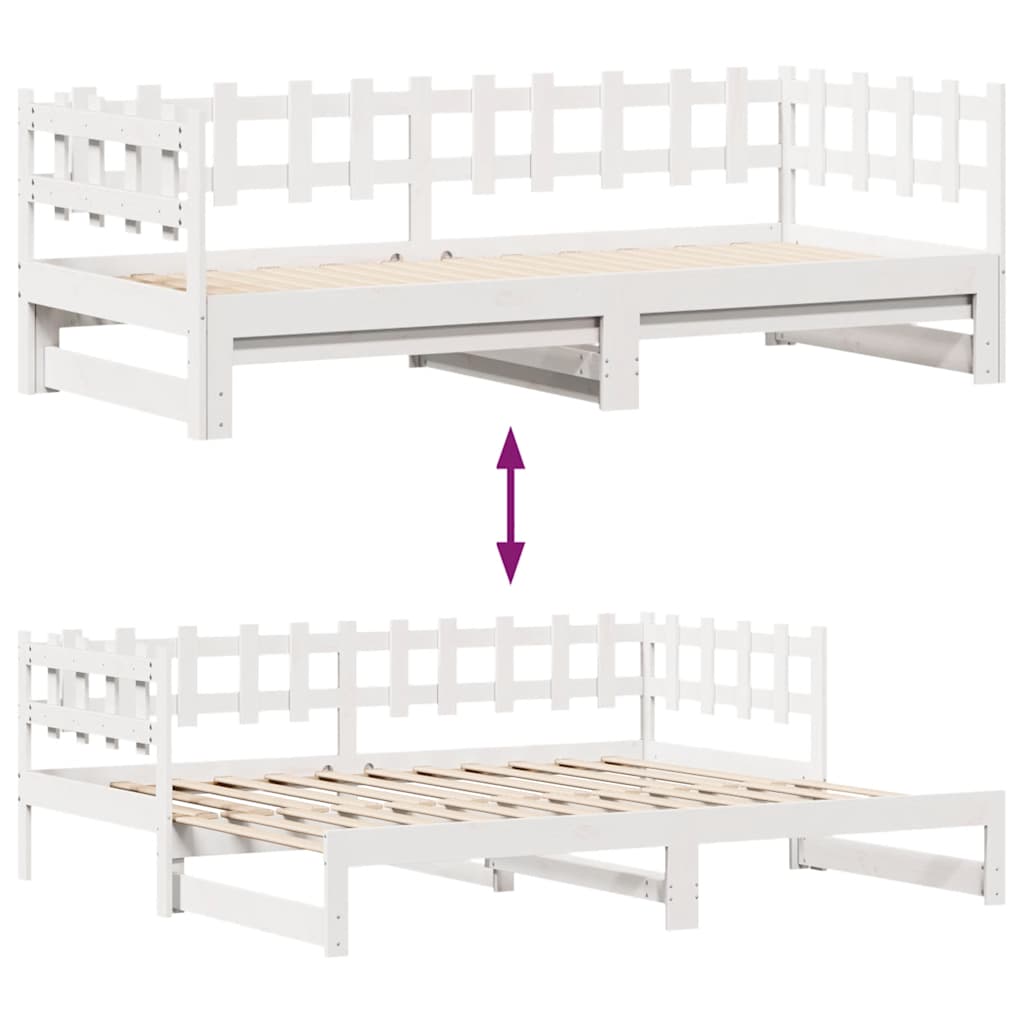 Lit de jour avec gigogne et tiroirs sans matelas blanc 90x200cm - XIOS