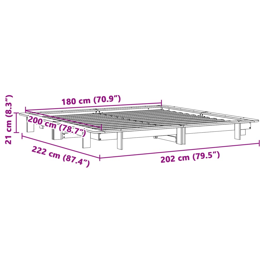 Cadre de lit sans matelas 180x200 cm bois massif de pin - XIOS