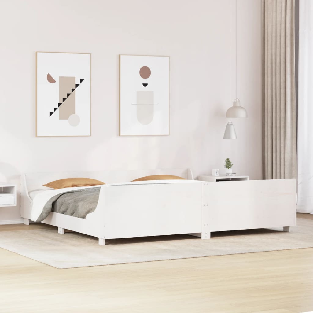 Cadre de lit sans matelas blanc 200x200 cm bois massif de pin - XIOS