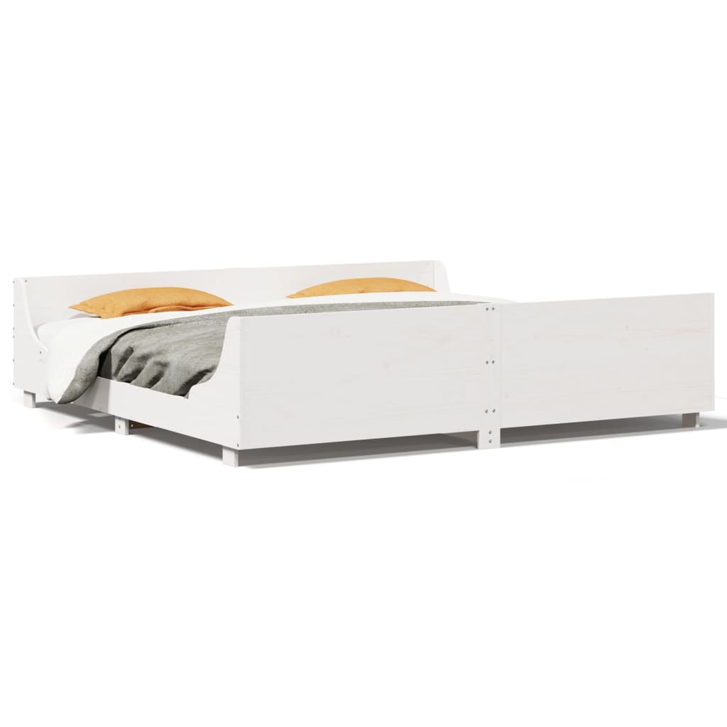 Cadre de lit sans matelas blanc 180x200 cm bois massif de pin - XIOS