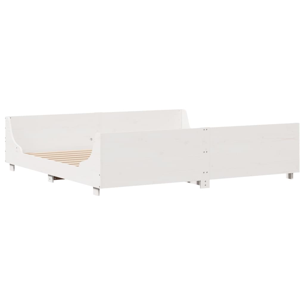 Cadre de lit sans matelas blanc 180x200 cm bois massif de pin - XIOS