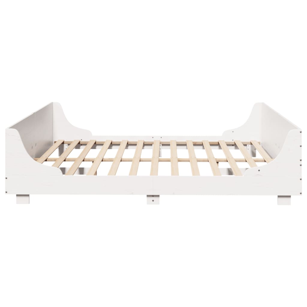 Cadre de lit sans matelas blanc 180x200 cm bois massif de pin - XIOS