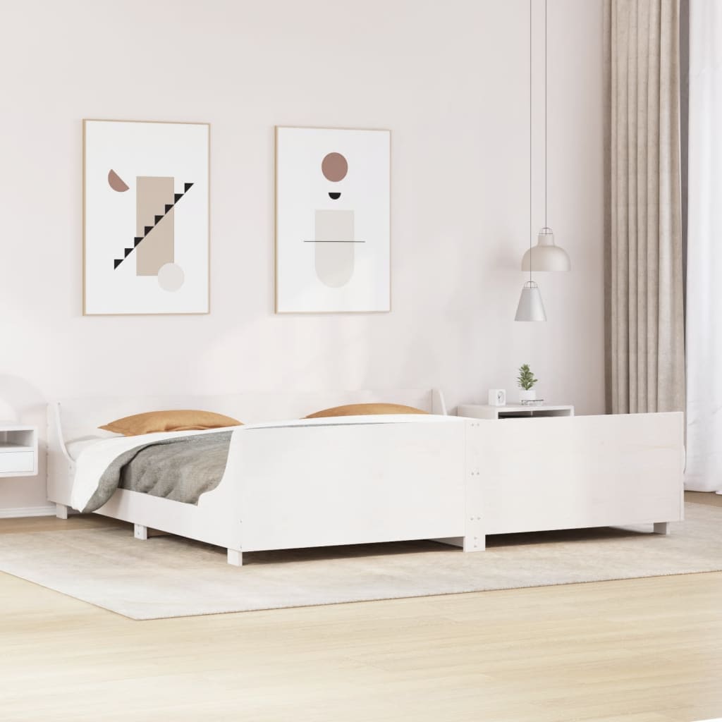 Cadre de lit sans matelas blanc 180x200 cm bois massif de pin - XIOS