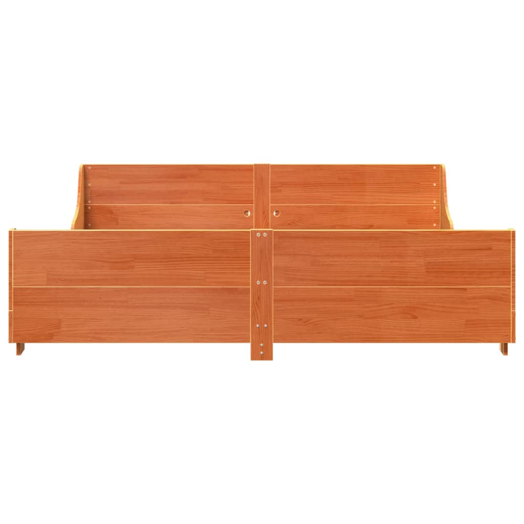 Cadre de lit sans matelas cire marron 180x200cm bois pin massif - XIOS