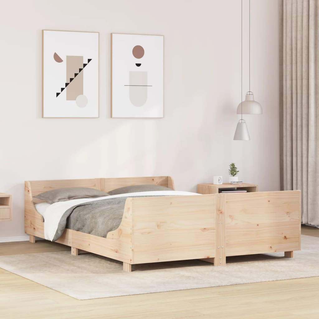 Cadre de lit sans matelas 135x190 cm bois de pin massif - XIOS