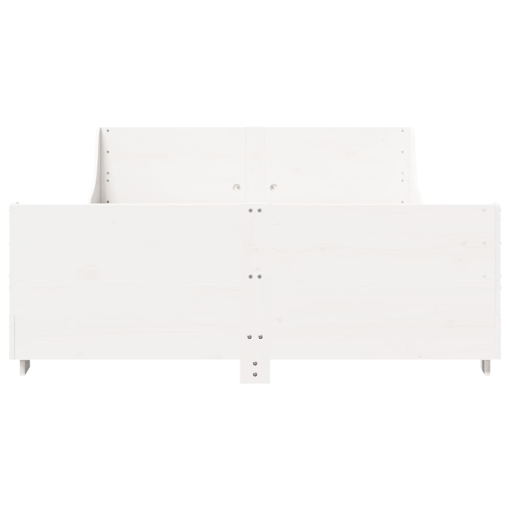 Cadre de lit sans matelas blanc 135x190 cm bois de pin massif - XIOS