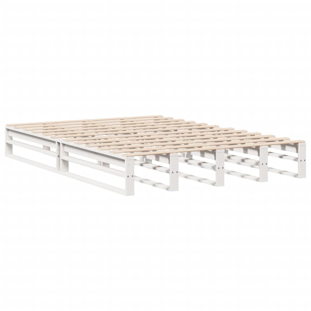 Cadre de lit sans matelas blanc 120x200 cm bois de pin massif - XIOS