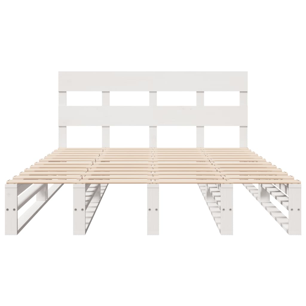 Cadre de lit sans matelas blanc 120x200 cm bois de pin massif - XIOS