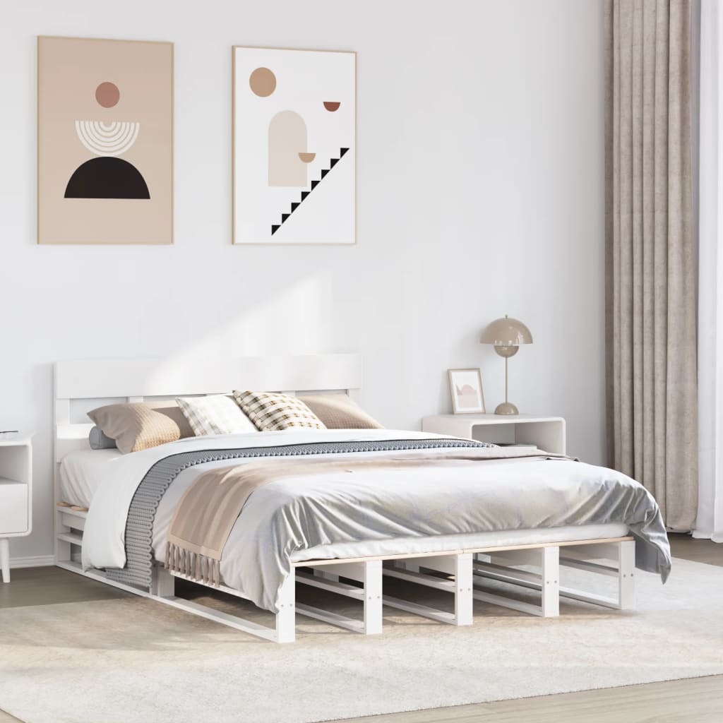 Cadre de lit sans matelas blanc 120x200 cm bois de pin massif - XIOS