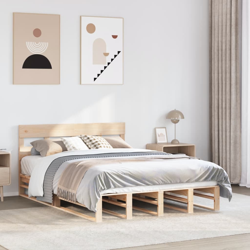 Cadre de lit sans matelas 160x200 cm bois massif de pin - XIOS