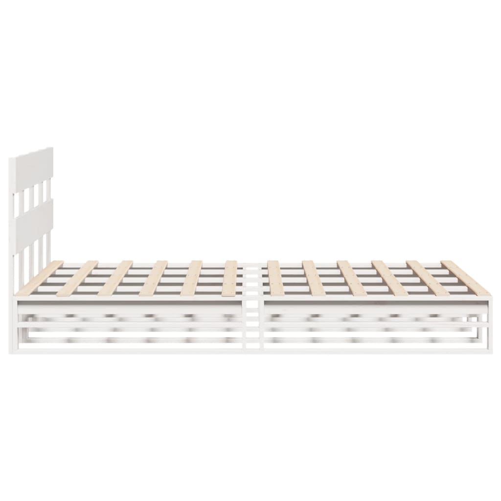 Cadre de lit sans matelas blanc 160x200 cm bois de pin massif - XIOS