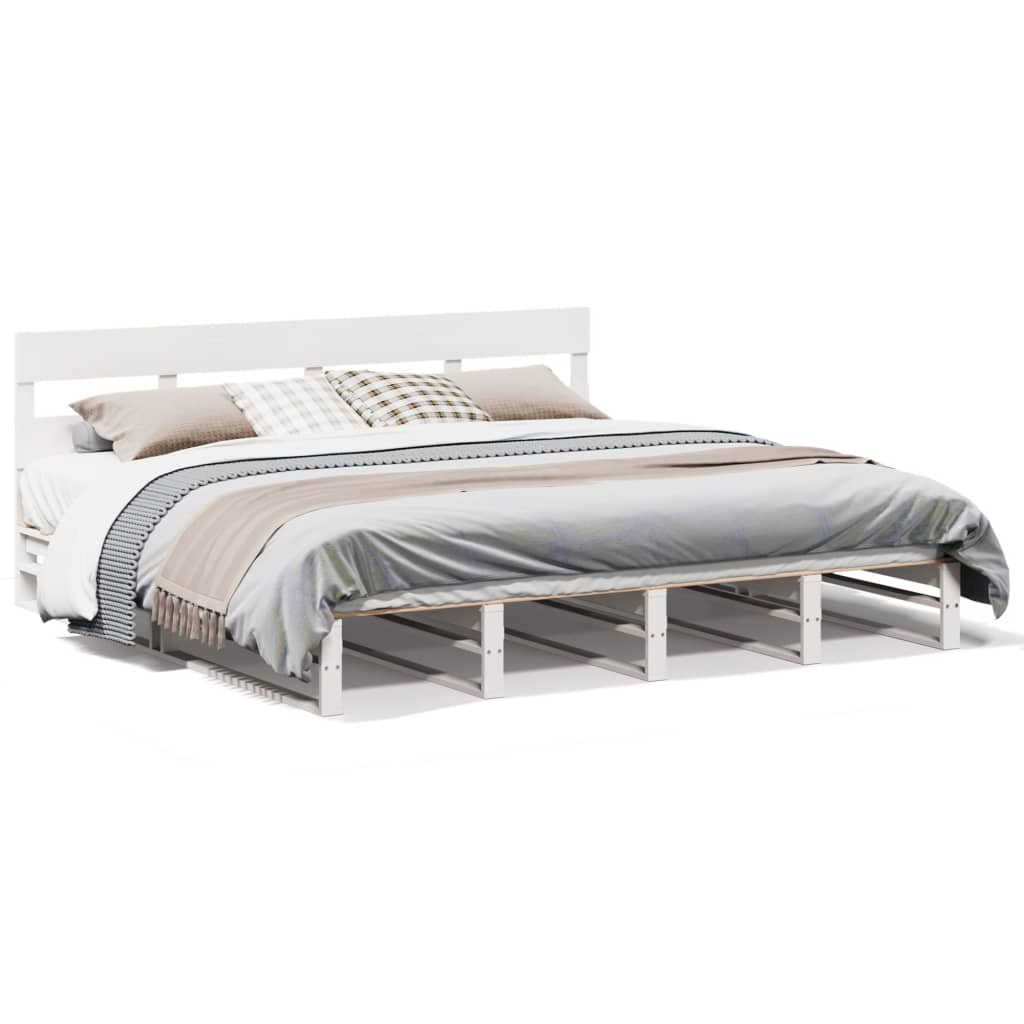 Cadre de lit sans matelas blanc 180x200 cm bois massif de pin - XIOS